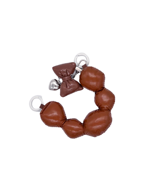 PUFFY HEART PENDANT CHARMS BROWN