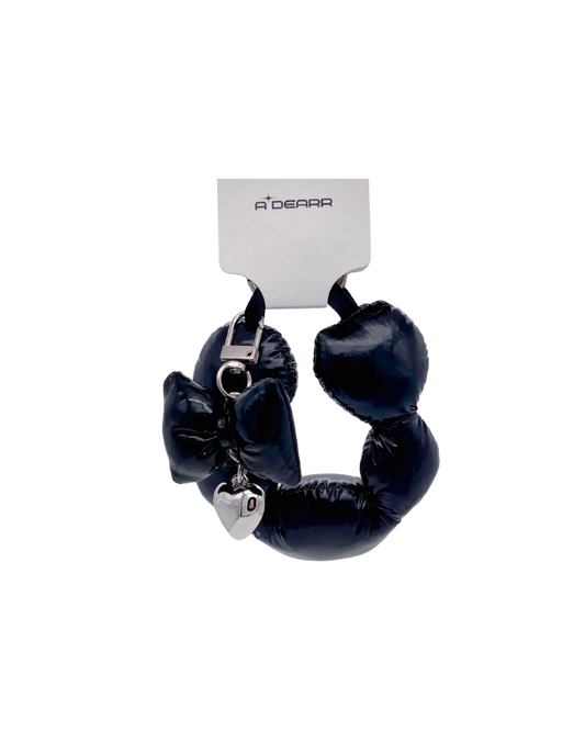 PUFFY HEART PENDANT CHARMS BLACK