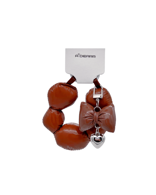 PUFFY HEART PENDANT CHARMS BROWN