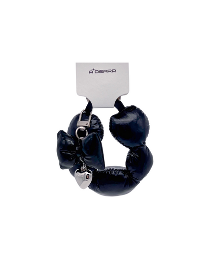 PUFFY HEART PENDANT CHARMS BLACK