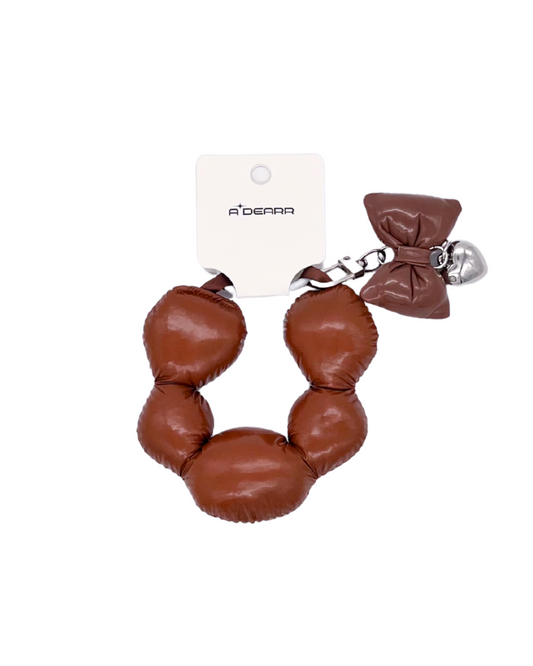 PUFFY HEART PENDANT CHARMS BROWN