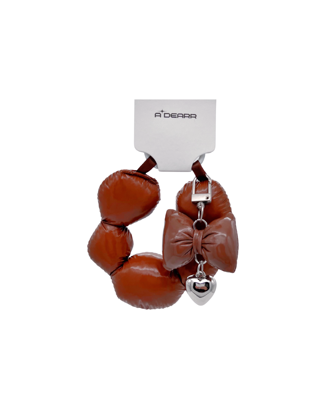 PUFFY HEART PENDANT CHARMS BROWN