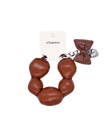 PUFFY HEART PENDANT CHARMS BROWN