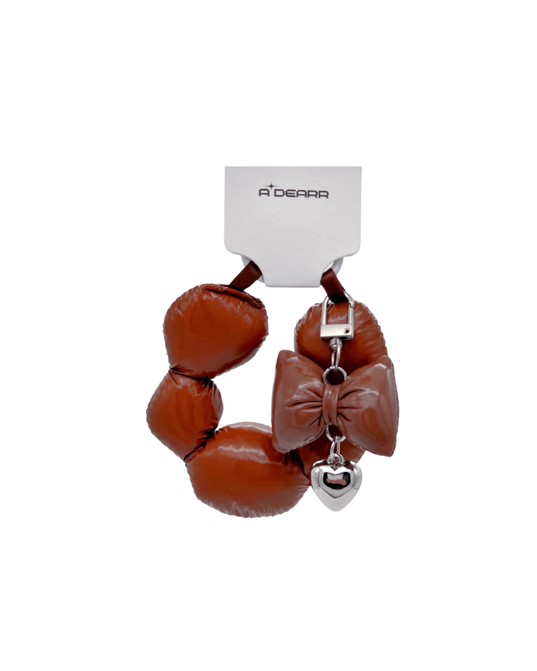 PUFFY HEART PENDANT CHARMS BROWN